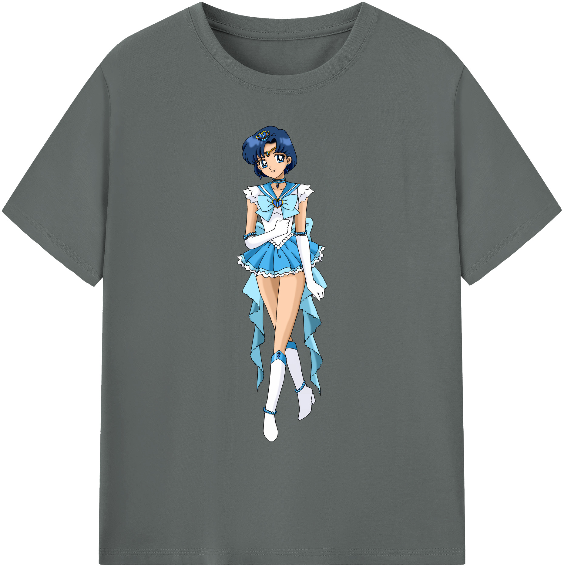 （画像用） 美少女戦士セーラームーン 水野 亜美 みずの あみ Sailor Moon Mizuno Ami 綿100％ メンズ半袖Tシャツ｜肌触りやわらか＆通気性